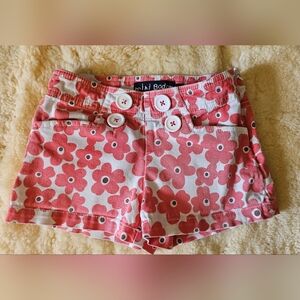 Mini Boden Floral Kids Shorts - Pink and White